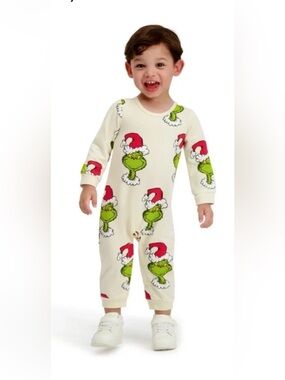 Dr. Seuss “The Grinch” In A Santa Hat Christmas Theme 12M Romper.        3722